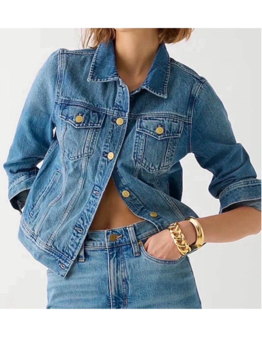 J. Crew Classic Denim Jacket in Brilliant Day Wash M Cotton Utility Cowgirl